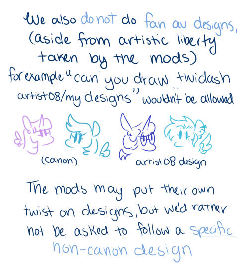 A drawing of Mod Homie&#39;s ponysona explaining if we only draw G4 characters from MLP, Transcription below